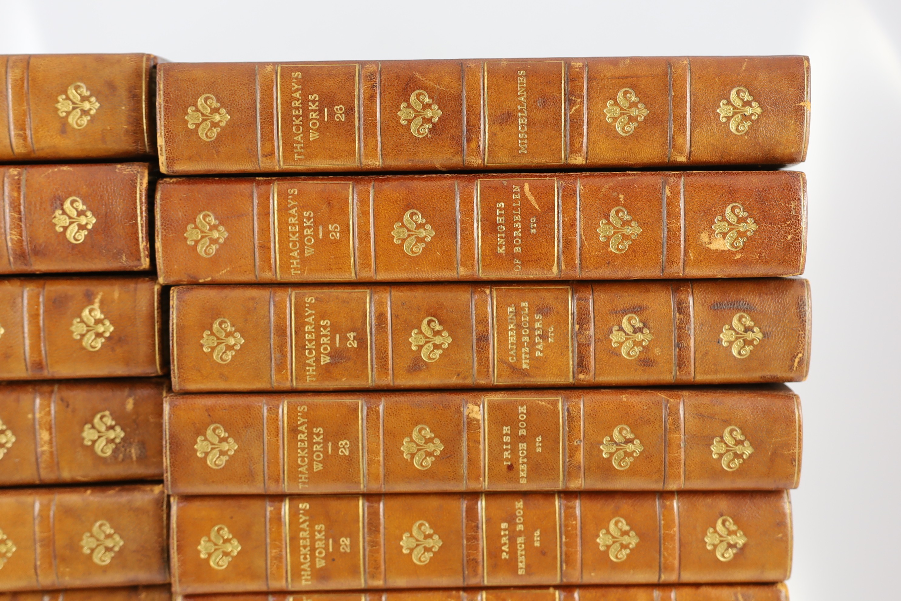 Thackeray, William Makepeace - The Centenary Biographical Edition, 26 vols. with biographical introductions by his daughter, Lady Ritchie. num. engraved plates and text illus.; earlier 20th century gilt ruled half morocc